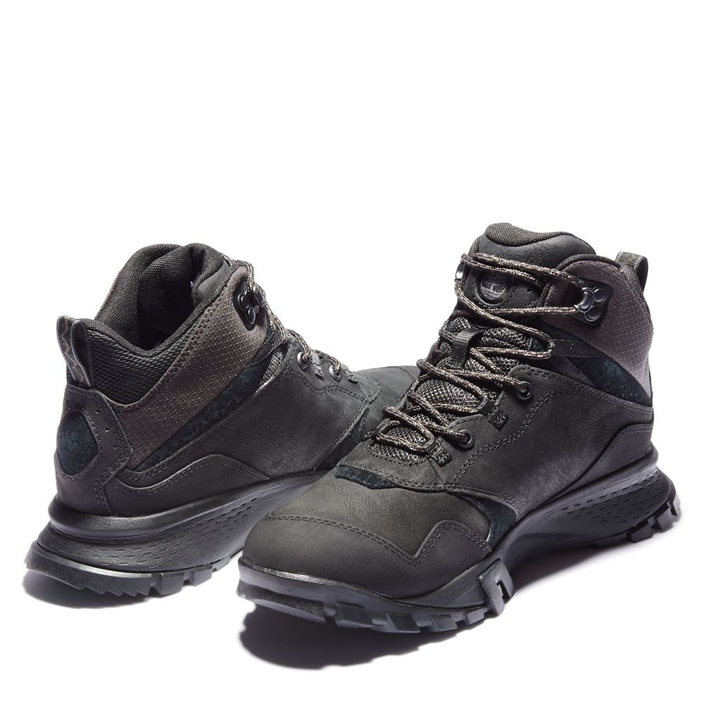 Bocanci De Drumeție Timberland Barbati Negrii - Garrison Trail Waterproof Mid - Romania - KXEPAJ861